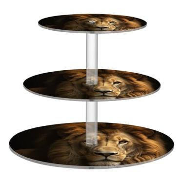 Imagem de Blueangle Suporte redondo de cupcake de 3 camadas – Torre de sobremesa de acrílico do Rei Leão, suporte de sobremesa em camadas antiderrapante para chá de bebê, aniversário, festa de casamento (169)