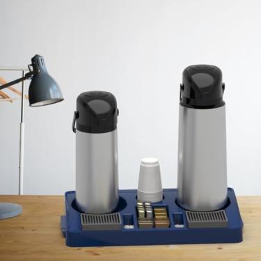 Imagem de Bandeja Organizadora Porta Garrafa Grande Sachês Açúcar Café Chá Azul