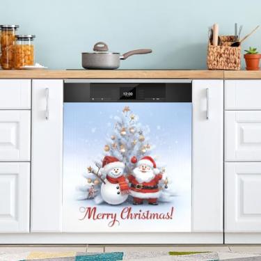 Imagem de ATTX Capa magnética de boneco de neve e Papai Noel, 58,4 cm C x 66 cm A decoração da capa da máquina de lavar louça, decalques de armário doméstico eletrodomésticos adesivos #464