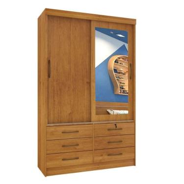 Imagem de Guarda Roupa 2 Portas 6 Gavetas Chicago Com Espelho Tcil Cor:cinamomo