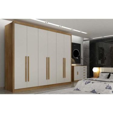 Imagem de Guarda Roupa Casal 6 Portas (2 C/ Espelho) E 8 Gavetas Bandeira/himalaia Cumaru/fendi 25 - Horizonte