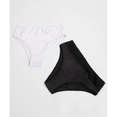 Imagem de Kit 2 Calcinhas Plus Size Biquíni Microfibra Marisa-67165, Branco, Pre