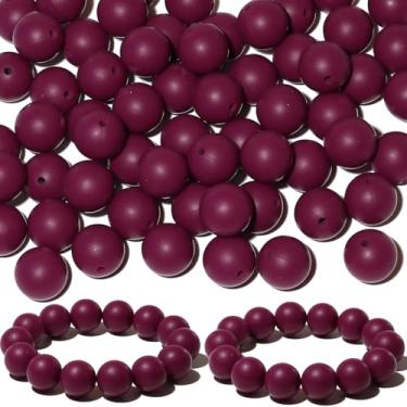 Imagem de 120 contas de silicone Richbunnys de 15 mm para fazer canetas e chaveiros, contas grandes para fabricação de colares e pulseiras, conjunto de contas de borracha sortidas (vinho vermelho)