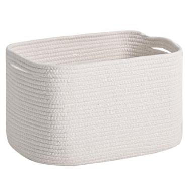 Imagem de ICERZCZ Cesta de armazenamento de corda de algodão para organização, cestas decorativas fofas para presentes vazias, caixas organizadoras para brinquedos de cachorro, lavanderia de bebê, 43 x 33 x 24