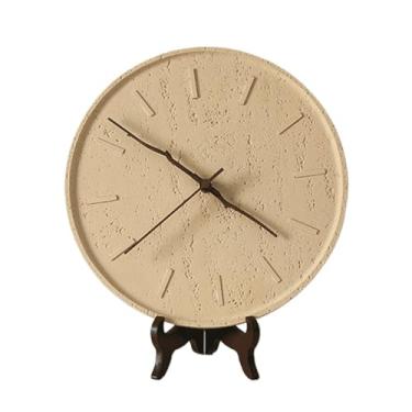 Imagem de Relógio de parede Relógio de parede retrô minimalista, silencioso, com mecanismo pedra tipo caverna e alimentado por bateria para decoração de casa(Milk Tea Color)