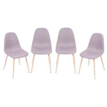 Imagem de KIT 04 CADEIRAS CHARLA CINZA BASE COR MADEIRA