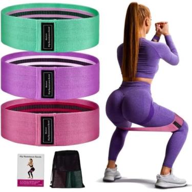 Imagem de Kit 3 Faixa Elástica Extra Forte Hip Band Resistance Mini Band Tecido Treino Exercicio Academia Em Casa Fitness Treino Perna Glúteos Musculação Yoga Fortalecimento Pilates Fisioterapia