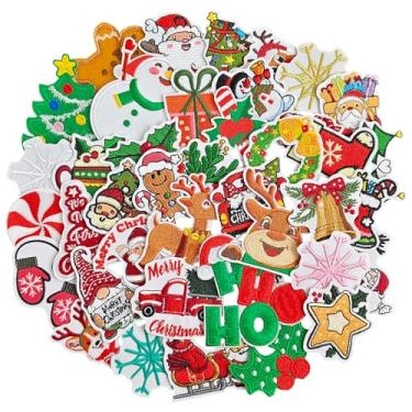 Imagem de EMORBALS 40 peças de adesivos de Natal para passar a ferro, costurar em roupas, meias, chapéus, jaqueta, jeans