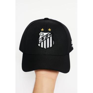 Imagem de  Boné Santos Preto Ajuste Confortável com tiras autocolantes ou Presil