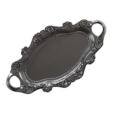 Imagem de YYBOES Pratos de jantar de cerâmica com 2 orelhas prato de porcelana frutas vegetais, decoração de mesa de festa de Natal para salada, torta, bife, pizza, macarrão, restaurante, EuropUPC, prato preto