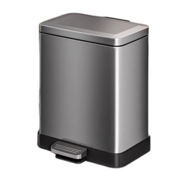 Imagem de uhyOHF Lixeira de banheiro de aço inoxidável de 20 litros com tampa, pedal resistente a impressões digitais e balde interno removível Ideal para cozinha de casa e escritório (prata-7L