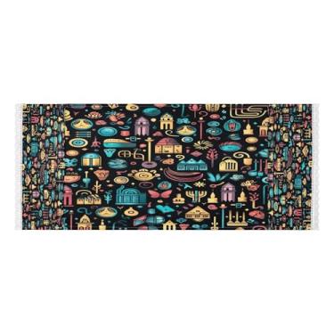 Imagem de Wassud Capas de lavadora e secadora com padrão de objetos coloridos, protetor de lavadora com sacos de armazenamento, capa de geladeira à prova de poeira com bolsos para lavanderia doméstica, cozinha