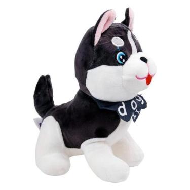 Imagem de Pelucia Cachorro Husk Boy 25cm Antialergico Cinza Polibrinq