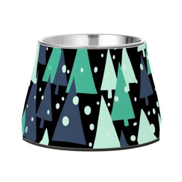 Imagem de Burbuja Tigela de árvore de Natal para cães de aço inoxidável para comida e água, antiderrapante para cães médios e gatos, 590 ml