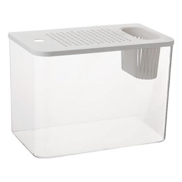 Imagem de Baoblaze Terrário para répteis com visão completa, pequeno aquário com caixa de alimentação para lagartixas, caranguejos-eremitas, peixes e tartarugas, Tampa Branca