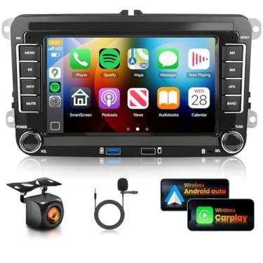 Imagem de Estéreo automotivo Android 2G + 64G com carro sem fio CarPlay Android Auto para VW Passat Jetta Golf TOURAN SEAT, podofo 17.8 cm HD Touchscreen, rádio Bluetooth com duas câmeras USB GPS WiFi, áudio