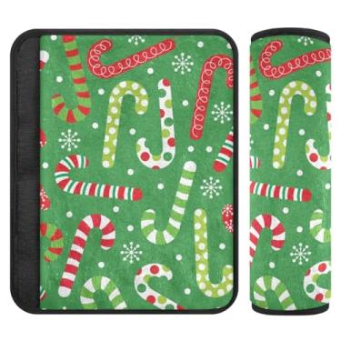 Imagem de Burbuja Capa de cinto de segurança de carro de bengala doce de Natal protetor de cinto de segurança de carro macio confortável para alça de ombro de assento de carro, 1 par pequeno