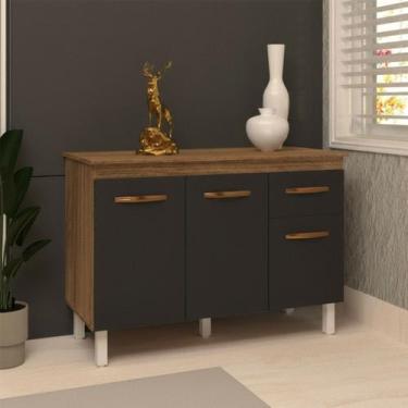 Imagem de Balcão Gabinete Para Pia 118 cm Cozinha Aline Savana Preto com Tampo T