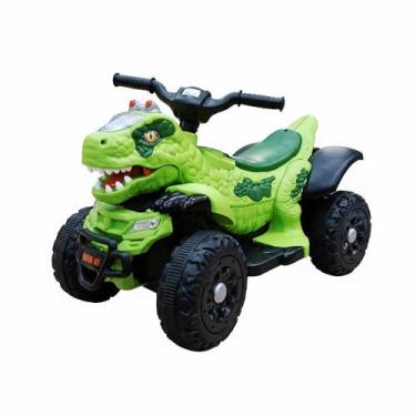 Imagem de Carro Elétrico Quadriciclo Dinossauro Infantil Menino Com Som 6v Verde