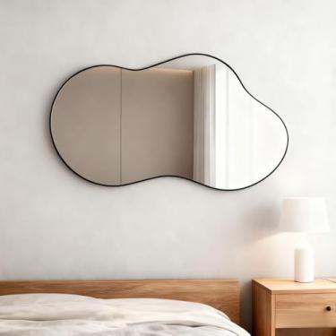 Imagem de Itrue Espelho assimétrico preto de 50 × 91 cm, espelho de parede irregular, espelhos de banheiro de vidro temperado para pia, sala de estar, banheiro, penteadeira, entrada, corredor.