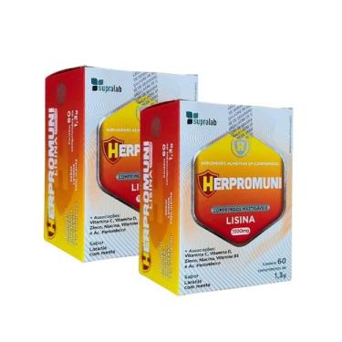 Imagem de Lisina 1500 mg Zinco Vitamina Herpromini 120 Comprimidos 1300mg noherp
