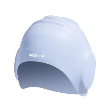 Imagem de Boné de natação silicone fashion para homens e mulheres adultos com cabelo longo protetor ouvido mergulho competições profissionais esportes aquáticos