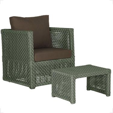 Imagem de Mesa E 1 Poltrona Madri Corda Náutica Estofado 9 Trama Verde