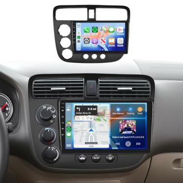 Imagem de 4 + 64 G para Honda Civic 2001-2005 rádio estéreo para carro, tela sensível ao toque IPS de 9 polegadas/Android 13/Wireless CarPlay/Android Auto/DSP 32 EQ/Navegação GPS/WiFi/5.0Bluetooth/SWC/FM/RDS