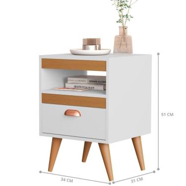 Imagem de Kit Mesa Cabeceira 2 Unidades Branco Ype Branco