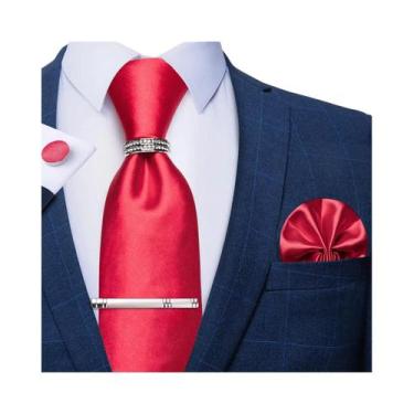 Imagem de Conjunto De Gravata Masculina Azul Royal Com Estampa Xadrez, Clipe Pra