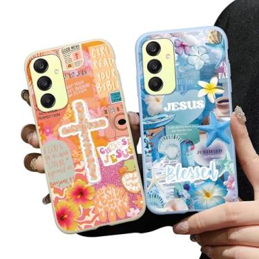 Imagem de Zrutru Pacote com 2 capas de telefone Estética Jesus Colagem para Samsung Galaxy A25 5G Capa protetora macia à prova de choque para mulheres meninas capa de telefone Funda para Samsung A25 6,5