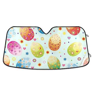 Imagem de Ovos coloridos de páscoa persianas de janela de carro pára-brisa frontal, protetor solar de janela de carro, protetor solar de carro, acessórios de janela de carro