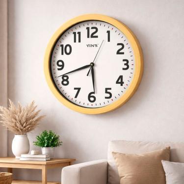 Imagem de Relógio Parede Redondo Decoração Estilo Madeirado Yin`s 45cm