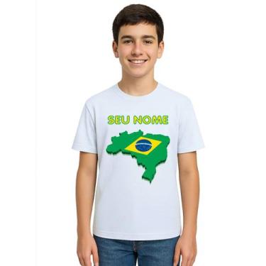 Imagem de Camiseta Brasil Mapa Com Nome Estampa Personalizada - UseP4, Branco, J