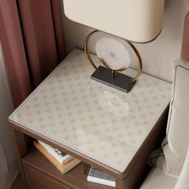 Imagem de Capa à prova d'água para mesa de cabeceira floral, toalha de mesa de cabeceira de plástico, pequena capa de mesa lateral para quarto, toalha de mesa de vinil limpável, PVC, decoração de casa, amarela