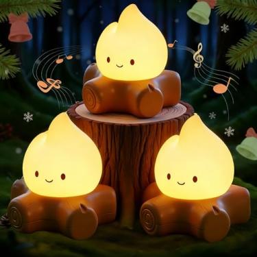 Imagem de Luz noturna recarregável, luminária de mesa portátil, luz noturna de silicone, lâmpadas noturnas de ruído branco para quarto, ao ar livre, acampamento, presentes para decoração de quarto de crianças