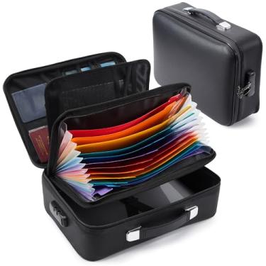 Imagem de Caixa de documentos à prova de fogo, capa rígida à prova d'água, caixa de arquivos segura contra incêndio com fechadura, bolsa organizadora de documentos importante, portátil, à prova de fogo, para