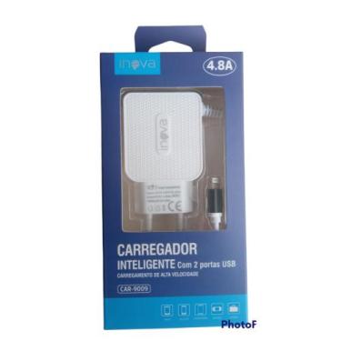 Imagem de Carregador Turbo 4.8 A Inova Entrada iPhone 2 Usb, Preto