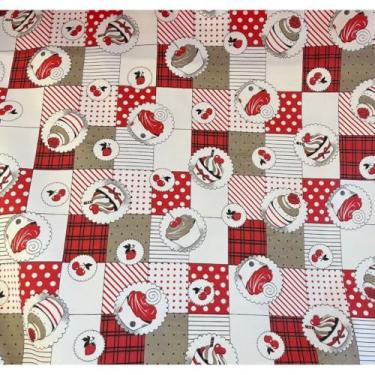 Imagem de Toalha de Mesa Oxford para 4 6 e 8 Cadeiras – Decoração Cozinha Festa e Jantar (Cupcake Vermelho,6 lugares 2,00 x 1,45 metros)