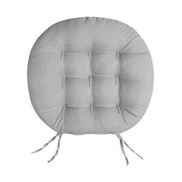 Imagem de Almofada Redonda P/Cadeira Sofá Banco Decoração Oxford Futton Futon 40x40cm almofada para cadeira para Cadeira Sofá e Banco com Amarração Assento Decorativo(Cinza)