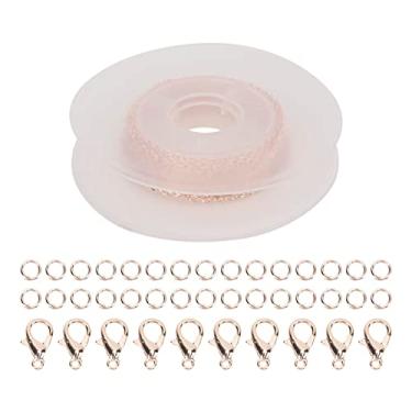 Imagem de Corrente de joias SIWOTED 2x3mm Corrente cruzada de ferro com carretel fivela de lagosta combinação acessórios de joias faça você mesmo (Ouro rosa)