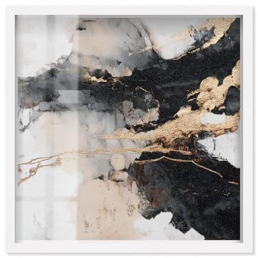 Imagem de Golden Fracture IV Shadowbox Print Gold Wall Art por Art Remedy, moldura branca, 33 x 33