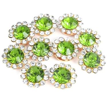 Imagem de 50 peças de botões costurados em forma de girassol de 10 mm, cabochão de flor de vidro com cravação de pinos, strass costurados à mão para roupas DIY, vestido de casamento, decoração artesanal (cor 12