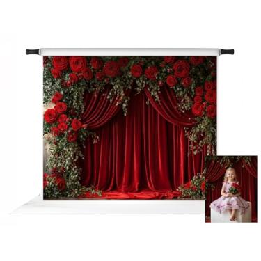 Imagem de Kate Pano de fundo de dia dos namorados para decoração de casa com rosas vermelhas, adereços de estúdio de tecido fotográfico 3 x 2,4 m