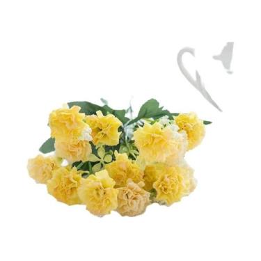 Imagem de Flores Artificiais Pequenas De Cravo Com 5 Ramos E 15 Cabeças Para Arc