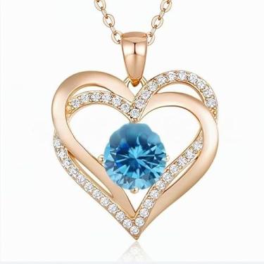 Imagem de Colar em forma de coração para mulheres e esposas, joia de ouro rosa, presente de Dia dos Namorados e Dia das Mães, colar de namorada, 40cm-45cm, Aço inoxidável, Sem Pedra Preciosa