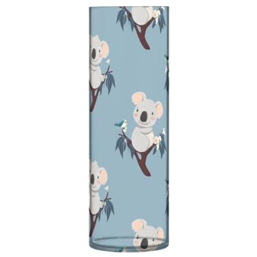 Imagem de CEBUGI Vaso de flor cinza coala 10 x 30 cm, vaso cilíndrico para flores, vaso transparente inquebrável para decoração de casa de festa de casamento