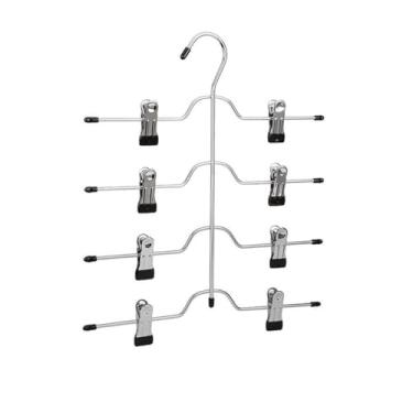 Imagem de HEEPDD Cabides de Calças de 4 Camadas, Cabides de Saia de Metal que Economizam Espaço Com Clipes Ajustáveis ​​antiderrapantes, para Calças Calças Jeans Shorts Vestidos (PURPLE)