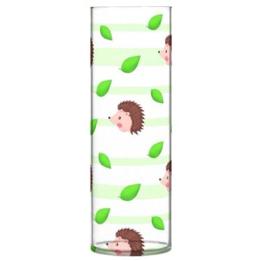 Imagem de CEBUGI Vaso de flores com folhas de ouriço 10 x 30 cm, vaso cilíndrico para flores, vaso transparente inquebrável para decoração de casa de festa de casamento
