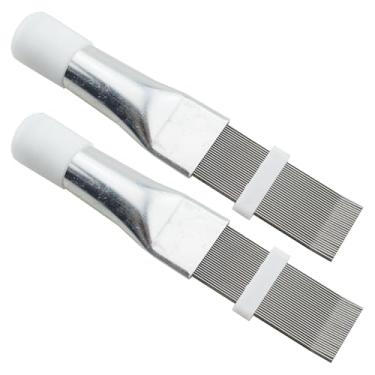Imagem de TAODAN 2 peças de pente de barbatana de metal prateado para ar condicionado, bobina de limpeza de 14 cm, evaporador, radiador, ferramenta de limpeza de barbatana